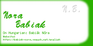 nora babiak business card